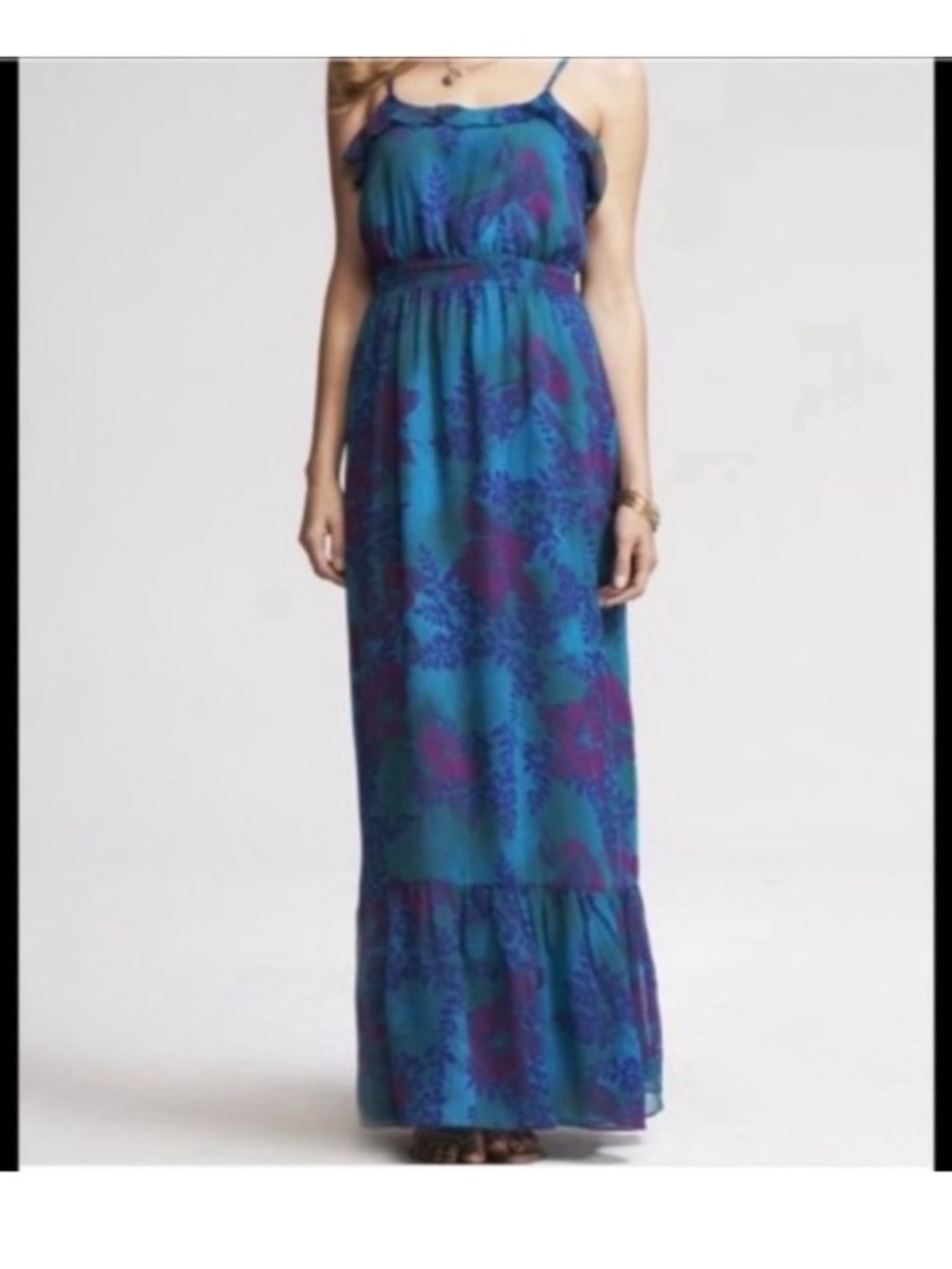 Express Blue and Teal Floral Maxi Dress
